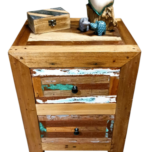 (5) Bedside Table - Boat wood
